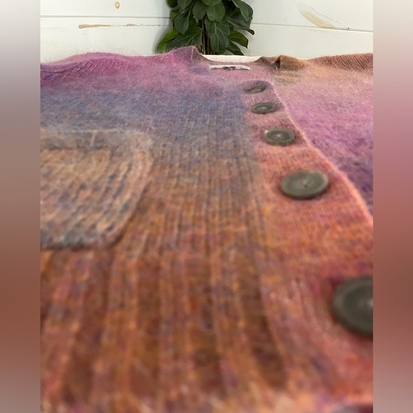 Re/Done 90s Size M Oversized Cardigan Space Dye, Blue/Pink, Retro Sweater - Picture 10 of 17